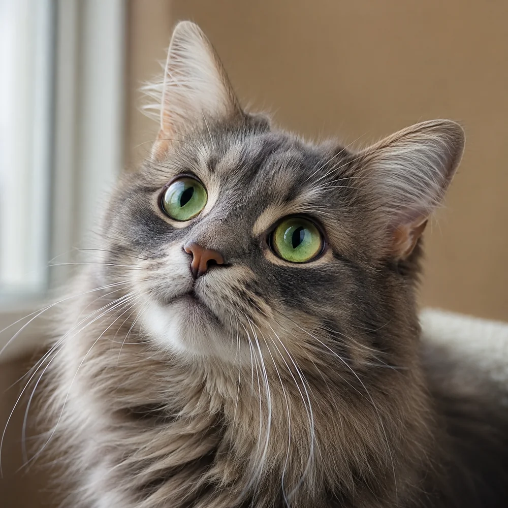 上を見上げる猫のポートレート